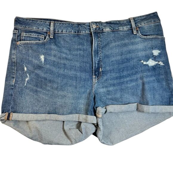 NWT Old Navy Plus Size OG Straight High Rise Denim Cuffed Shorts Distressed - 3X - Picture 3 of 9